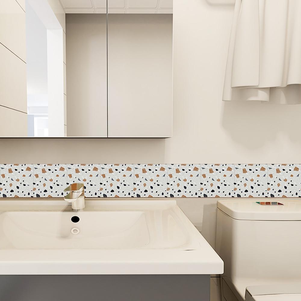 10ks Nálepka na mramorové teracové dlaždice Kuchyňský backsplash Olejotěsná skříňka Umyvadlo Slupka &; Stick vodotěsné umělecké samolepky na zeď