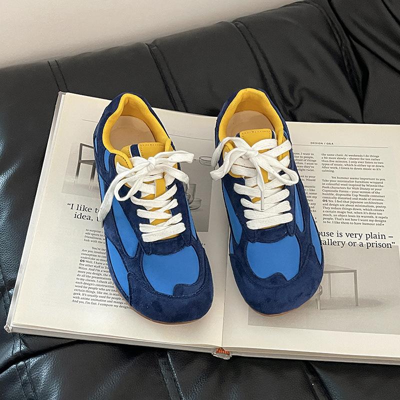 Color Matching Lace-up Forrest Gump Shoes Women's Fashion Versatile Retro 2025 Summer New Simple Platform Sports Shoes Soft-soled Shoes