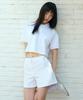 Woman [Cooltandard] Women'S Relaxed Crop Pique Polo Shirt [White]