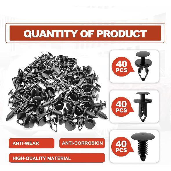 120PCS Fender Liner Retainer Bumper Fastener Rivet Plastic Push Pin, Replacement Kit Bumper Push Rivet Clips Compatible with GMC Buick Ford Chrysler