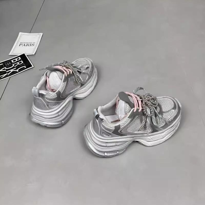 Neues Paar Schnürsenkel, Dad-Schuhe, Damen 2025 dicksohlige erhöhte Mesh-Oberfläche, atmungsaktive und leichte lässige Sportschuhe, Farbabstimmung
