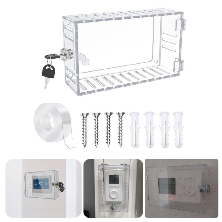 Przezroczysta Osłona Termostatu Uniwersalna Zamykana Pudełko na Termostat z Kluczami Duża Osłona Ochronna na Termostat Łatwa w Użyciu