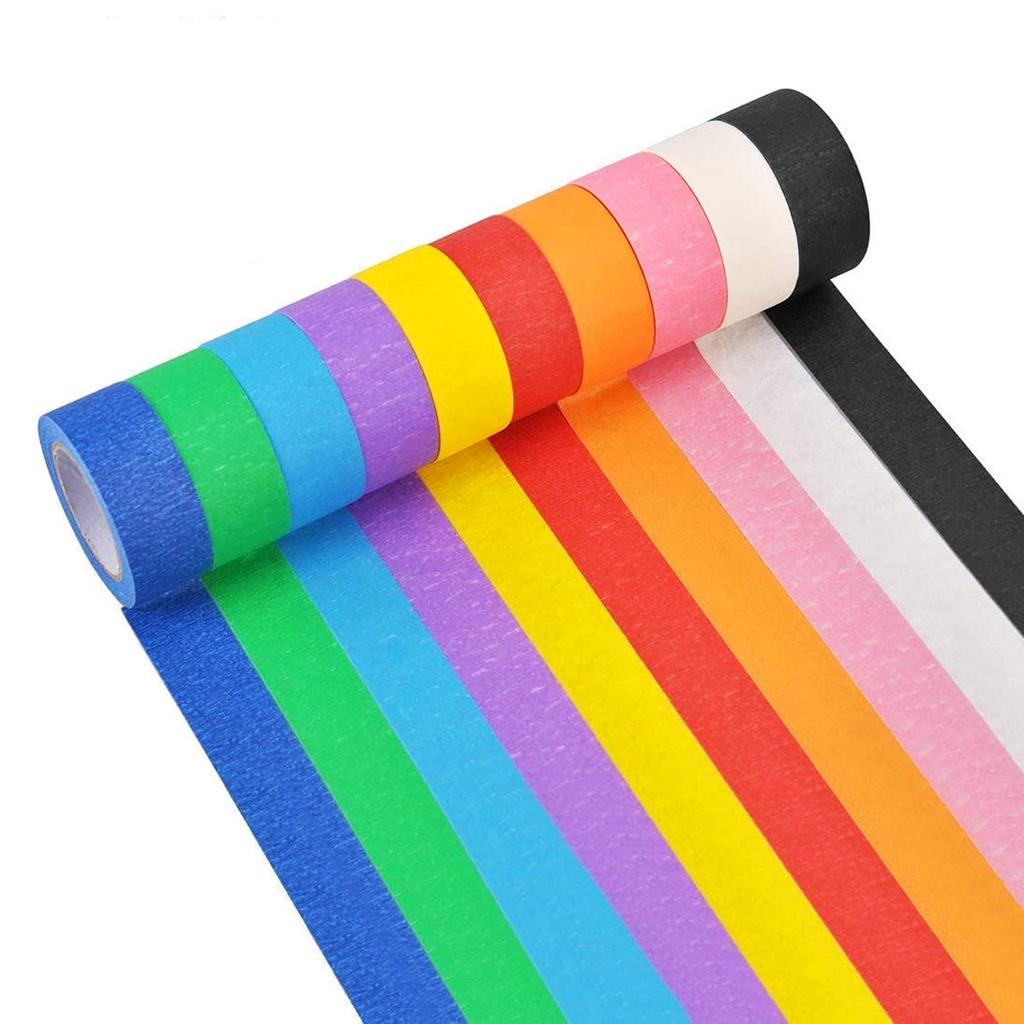 DEWEL Masking Colorful Craft Interior DIY Art Supplies 10m Tape, Tape, Tape, (10 Colors, 2.4cm Wide, Long)