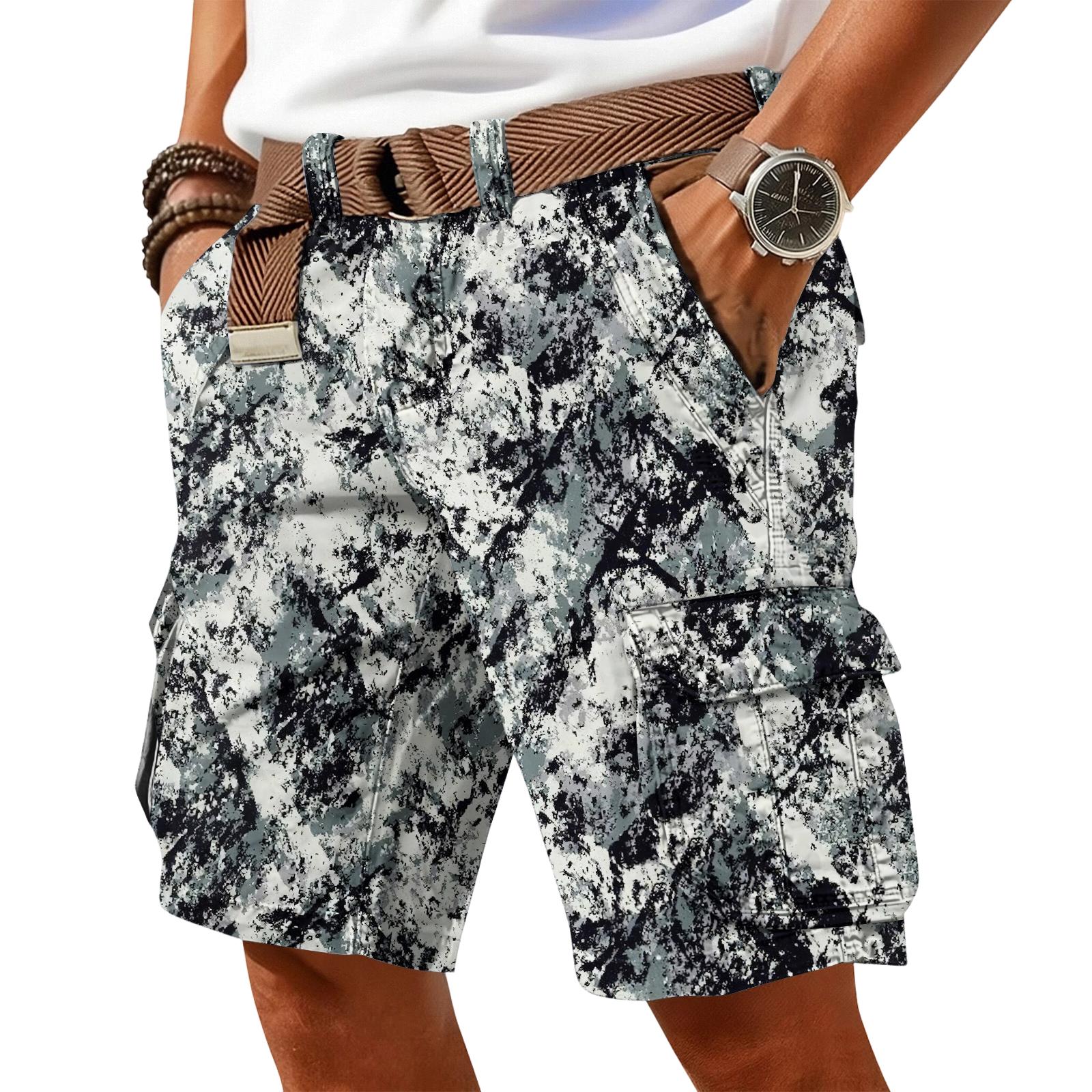 

Men s casual trend camouflage print shorts - Men s multi-pocket workwear sports shorts M