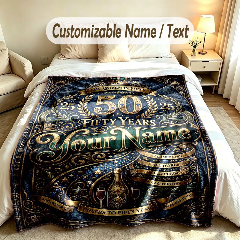 Celebration Party Theme Custom Blanket Personalized Name & Text Customized Soft Warm Throw Blanket Home Decor