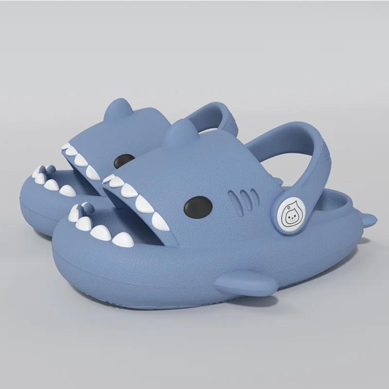 Three-dimensional Children's Shark Hole Shoes Summer Home Baby Non Slip Platform Sandals Cute Cartoon Soft Sole Kids Slippe