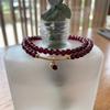 Bracciale con Perle di Cristallo di Granato Rosso Naturale da Donna Perline Rotonde da 4,5 mm Design Multi-Strato Impilabile Gioielli Minimalisti Fatti a Mano