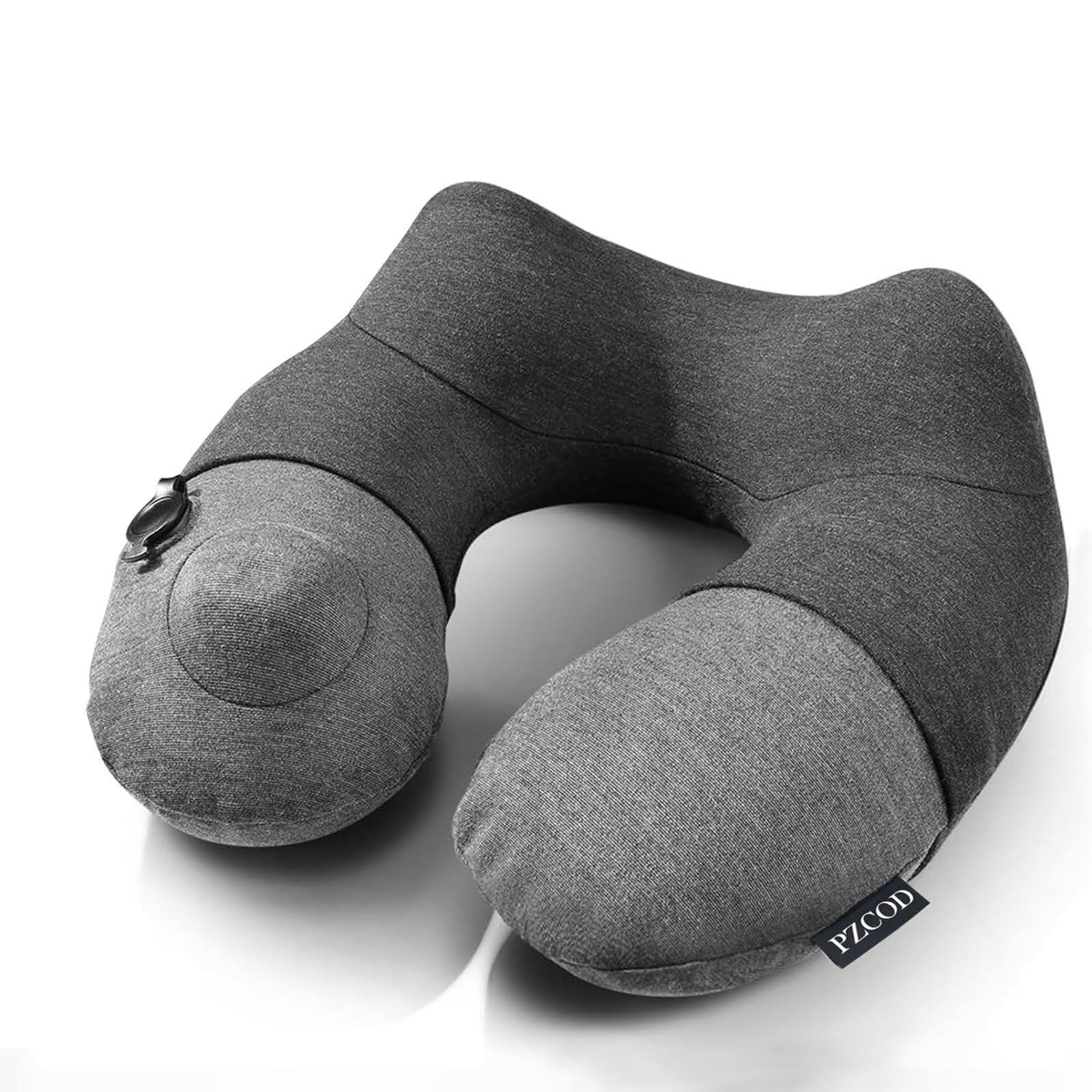 

Portable U-shaped air pillow for airplanes, inflatable neck pillow with storage bag, perfect for home, bus, or office use.