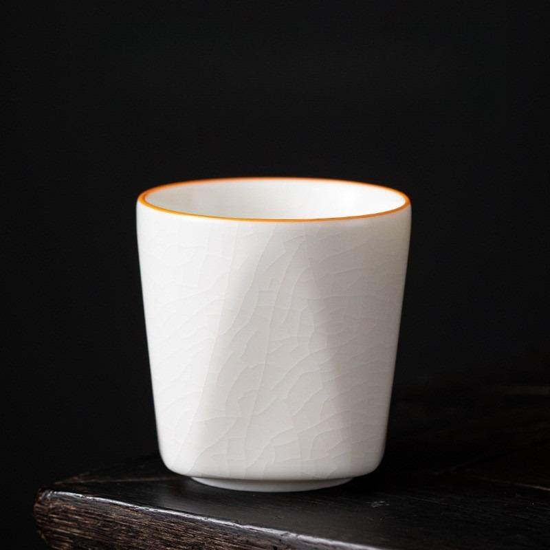 160ml Boutique Jade Grease Ru Porcelain Prism Cup Ru Kiln Master Cup Handmade Ceramic Household Kung Fu Teaset Tea Ceremony Gift