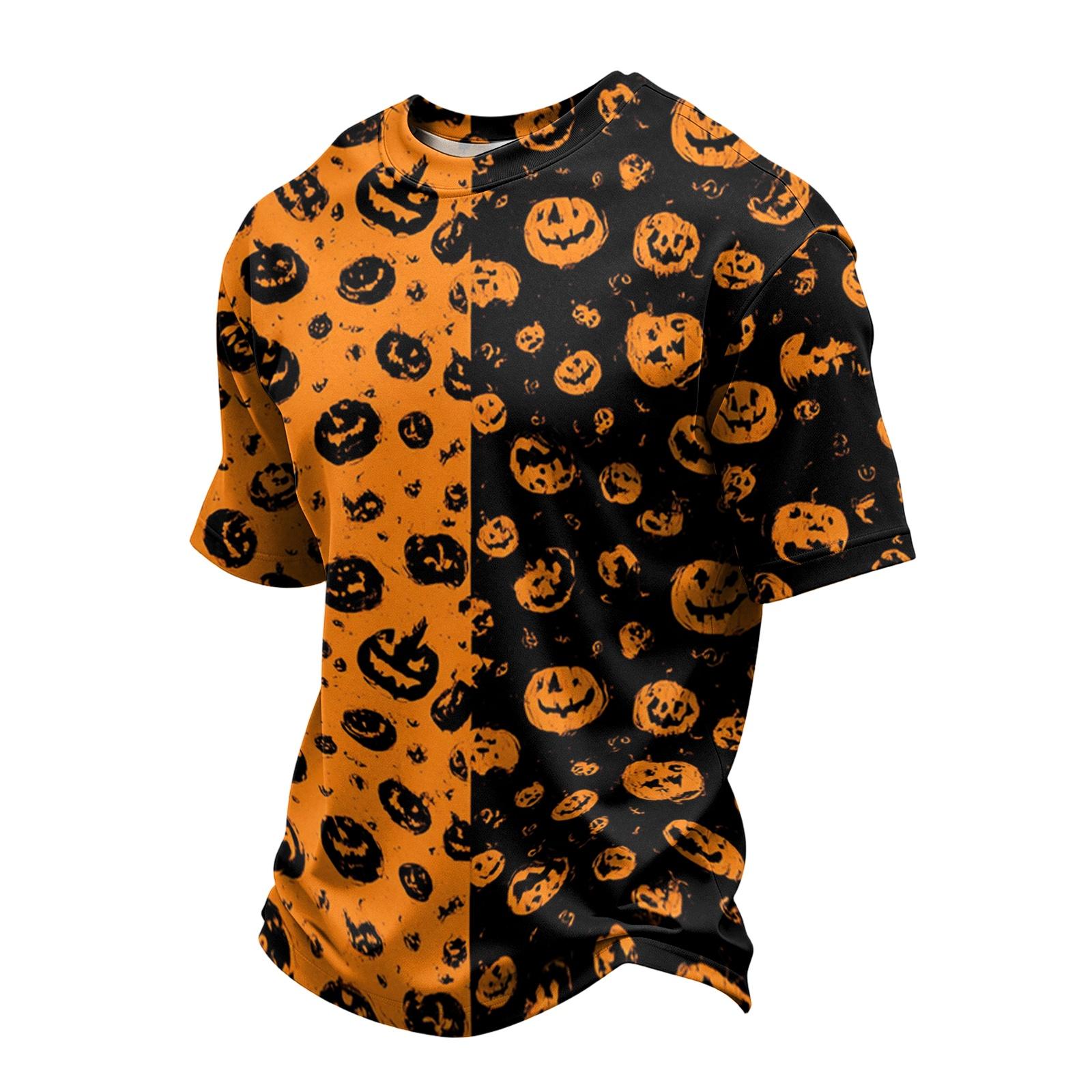 Men s Casual Quick-Dry Lightweight Breathable Mesh Short Sleeve T-Shirt Halloween Print Design Comfortable Fit XL жёлтый