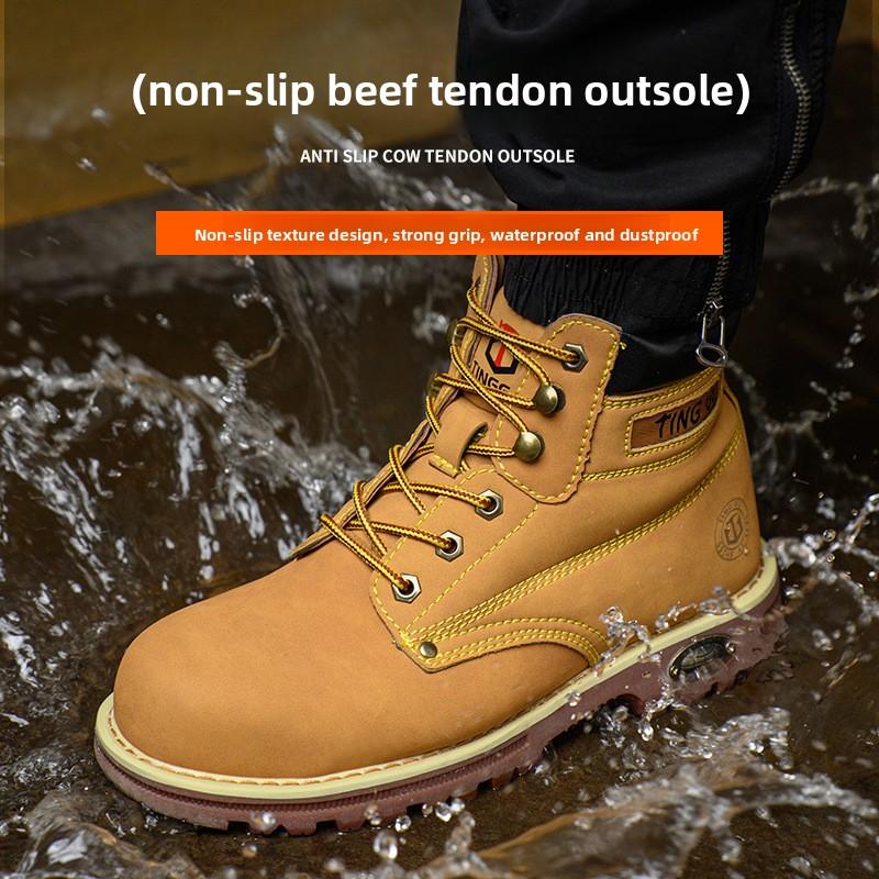 Men's Safety Shoes Steel Toe Men's Boots Anti-smash Anti-puncture Work Boot Working Footwears Slip-Resistant Boots Waterproof