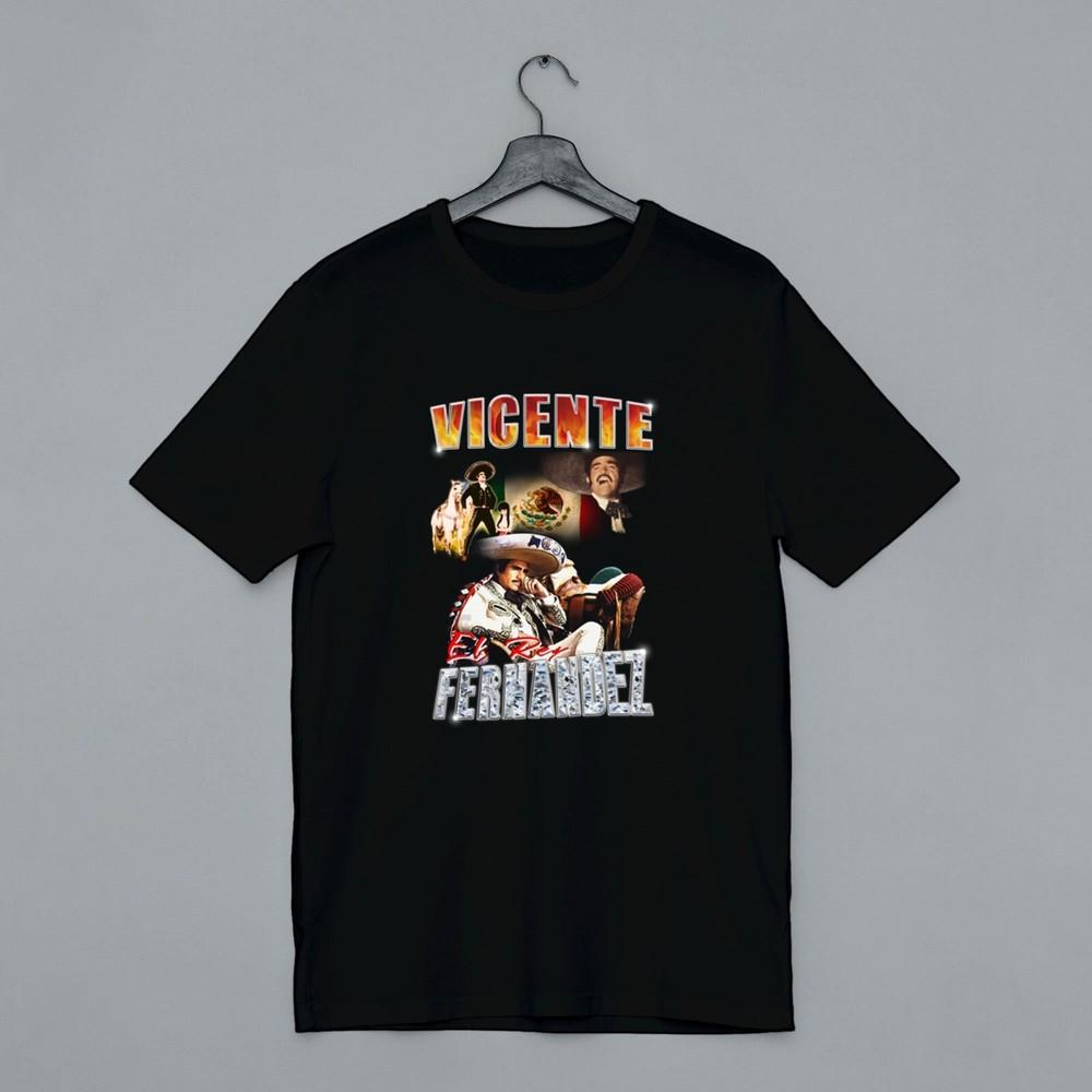 Vintage Vicente Fernandez Retro Shirt Short Sleeve Black Men Unisex S-4XL 1H0075 Unisex T-Shirt S