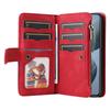 For Xiaomi 14T Leather Case with Strap Zipper 9 Card Slot Phone Cover Stand