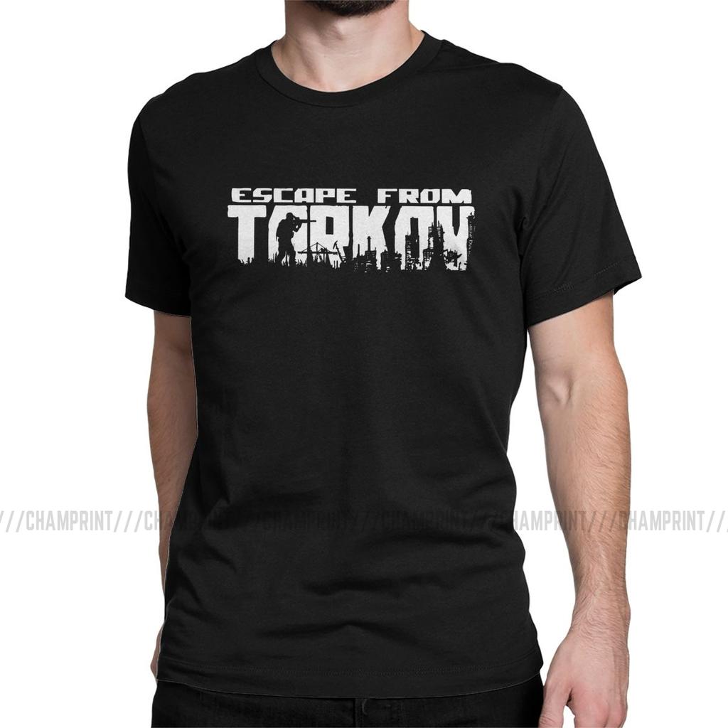 Escape From Tarkov Logo T Shirt for Men 100 Cotton Casual TShirt O Neck Survival Shooter Game Tees Short Sleeve Tops 5XL 6XL