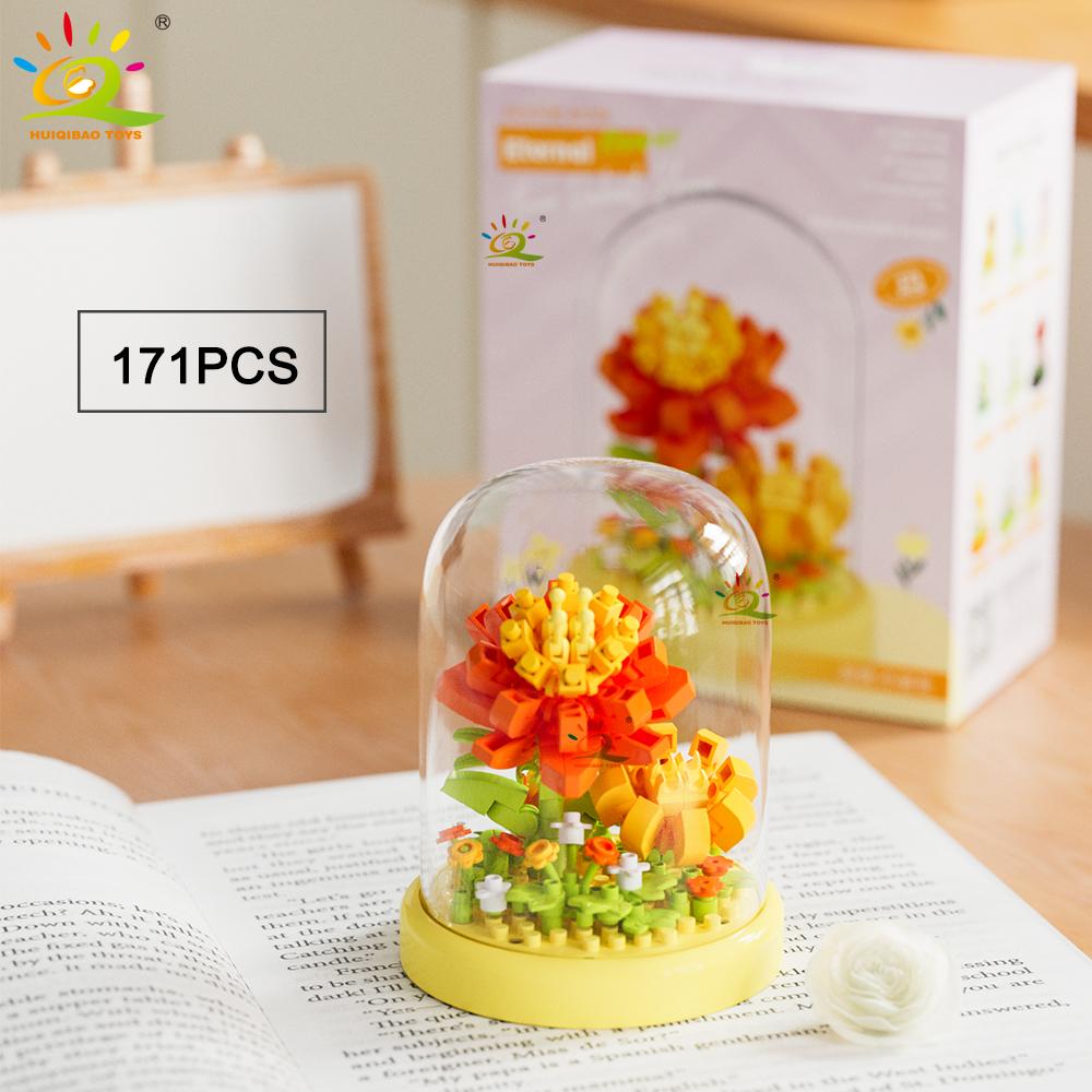 Non-Toxic Moc Flower Display Box Micro Building Block Rose Succulent Mini 3D Diamond Model Brick Toy For Children Desk Decoration
