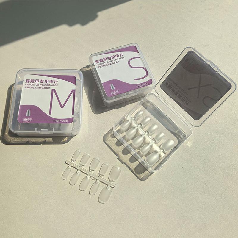 100 Buc. Unghii False Scurte Migdală Mate Transparente Perfecte Pentru Designul Unghiilor Și Extensii de Salon Perfecte Pentru Întâlniri Și Purtare Zilnică