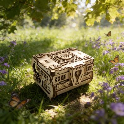 1 Wooden 3D Puzzle Jewelry Box DO-IT-YOURSELF Wooden Assembly Miniature Imaginative Holiday Decor Present Perfect Ideal for Family Assembly