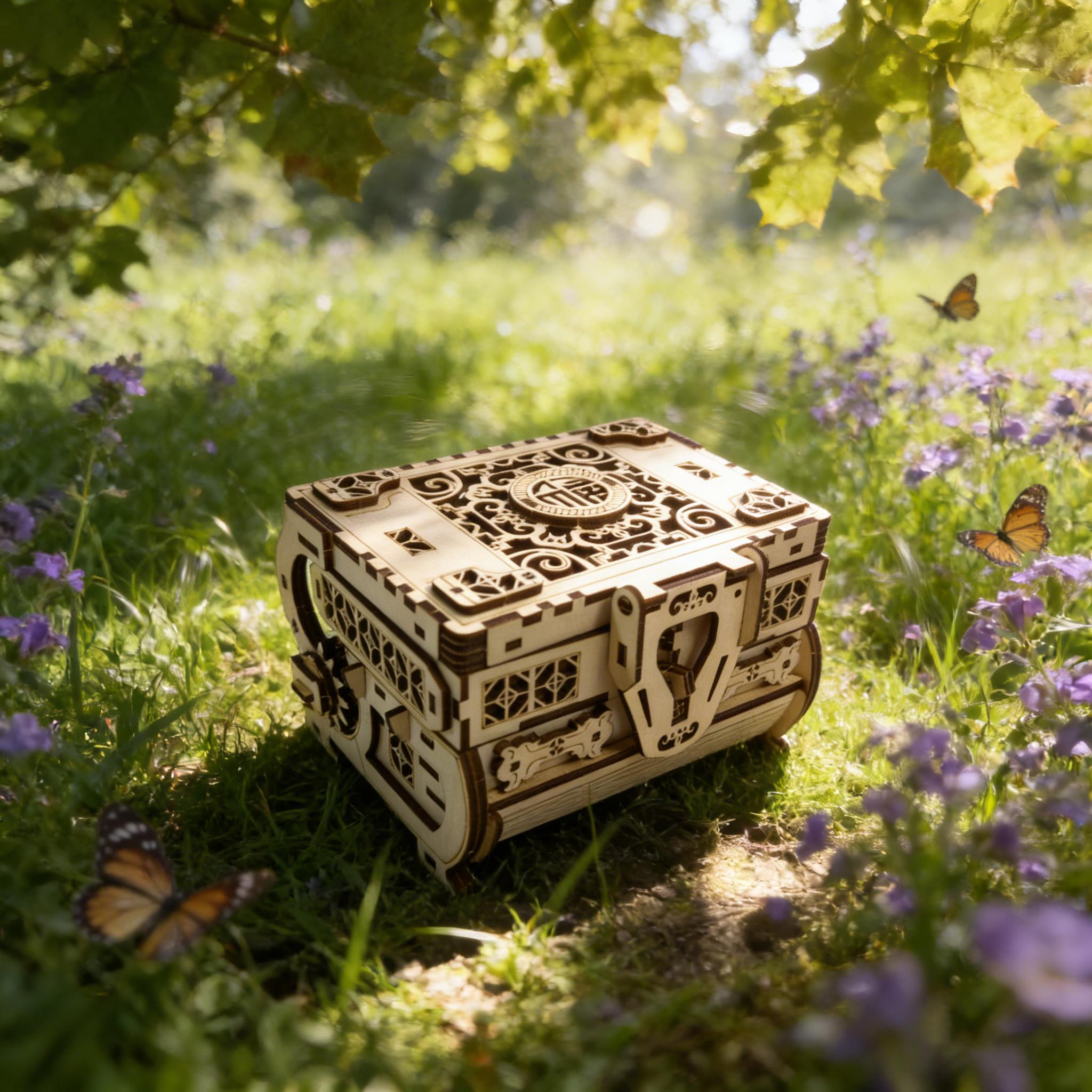 

1 Wooden 3D Puzzle Jewelry Box DIY Wooden Assembly Model Creative Holiday Decor Present Ideal designed for Family Assembly белый