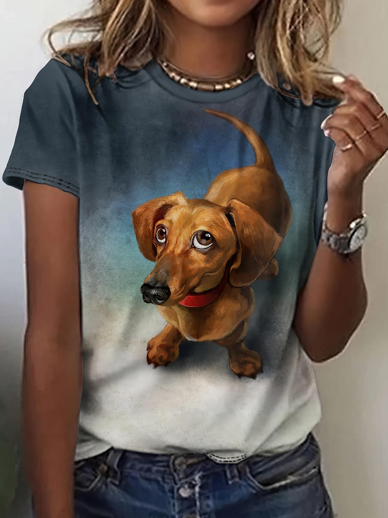 

2024 Лето Новая женская футболка с 3D-цифровым принтом, креативный анималистичный узор, круглый вырез, повседневный свободный модный топ с коротким рукавом 3XL