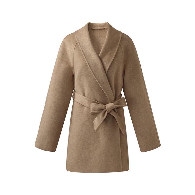 GOELIA Women's Cashmere Coat with Self-Fabric Belt