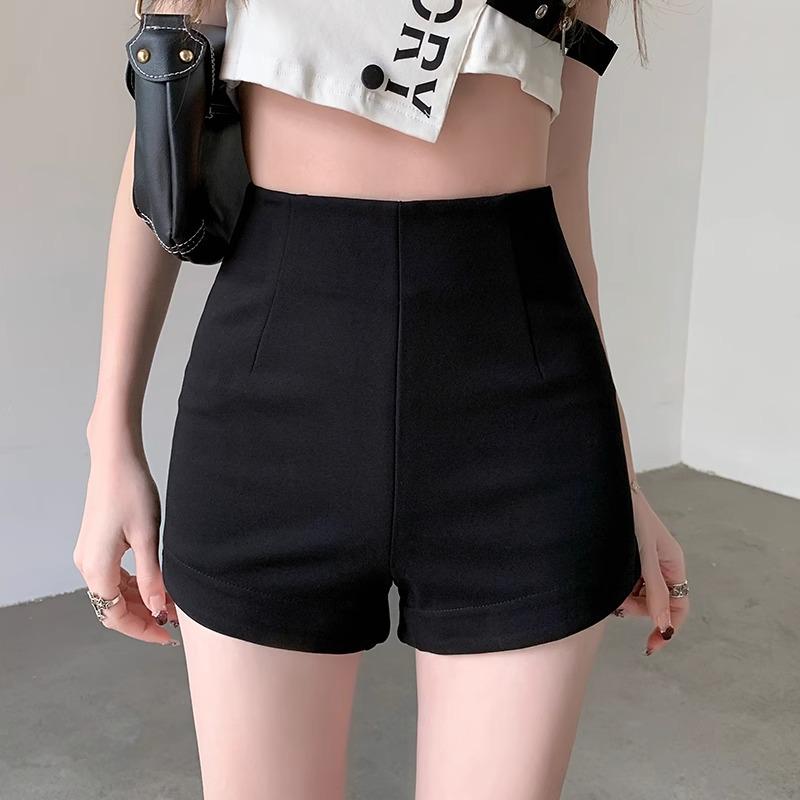 

2024 Черные Шорты с Высокой Посадкой, Сексуальные, Повседневные, Облегающие, Женские L чёрный