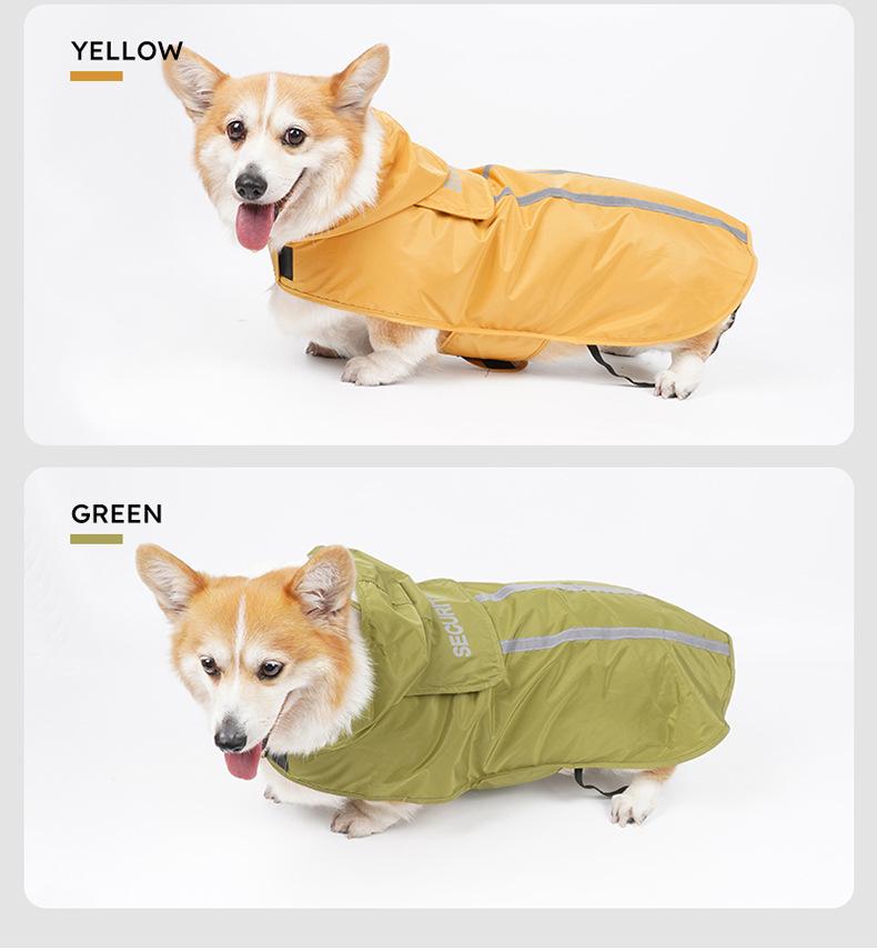 Reflective Waterproof Dog Raincoat for Small and Medium Pets - Leashable Outdoor Rainy Day Gear