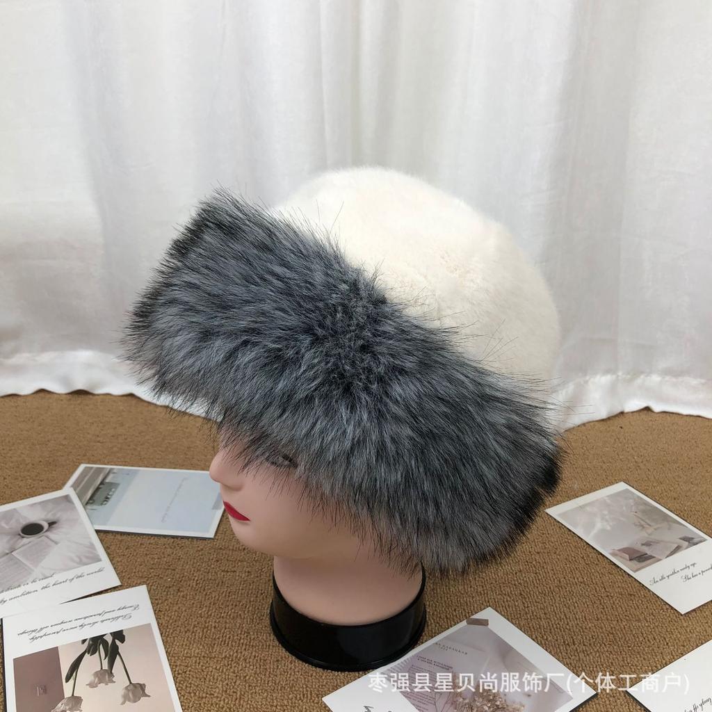 Double color plush hat Mongolian big brim autumn and winter thickened imitation mink fox hair men's and women's hats to keep warm adults