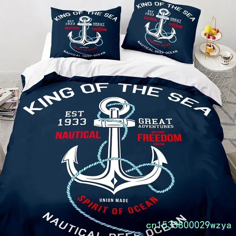 3D Druck Neue Nautische Ozean Anker Bettwäschesets Ozean Geist Bettbezug King Queen Einzelgröße Bettwäsche Teenager Jungen Geschenk