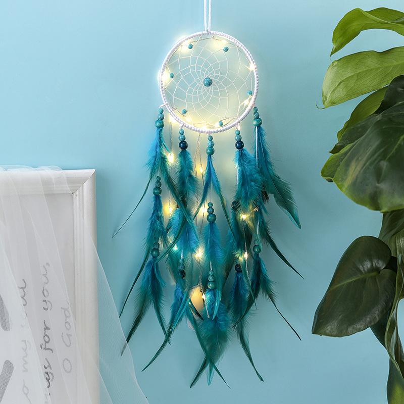 15 Styles Wall Dream Catcher Led Handmade Feather Braided Wind Chimes For Room Decoration Hanging Home Christmas Decor Poster