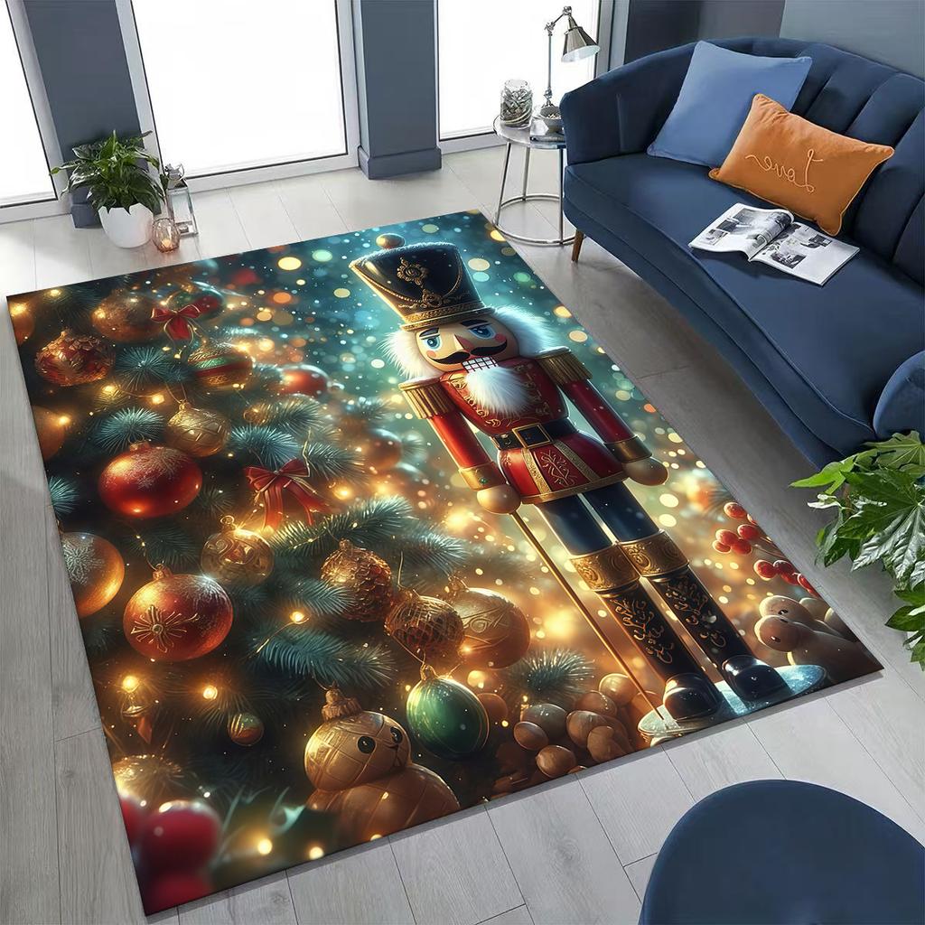 2026 New Nutcracker Merry Christmas Tree Cartoon Puppet Gift Carpet Rug for Bedroom Living Room Sofa Home Doormat Decor,Non-slip
