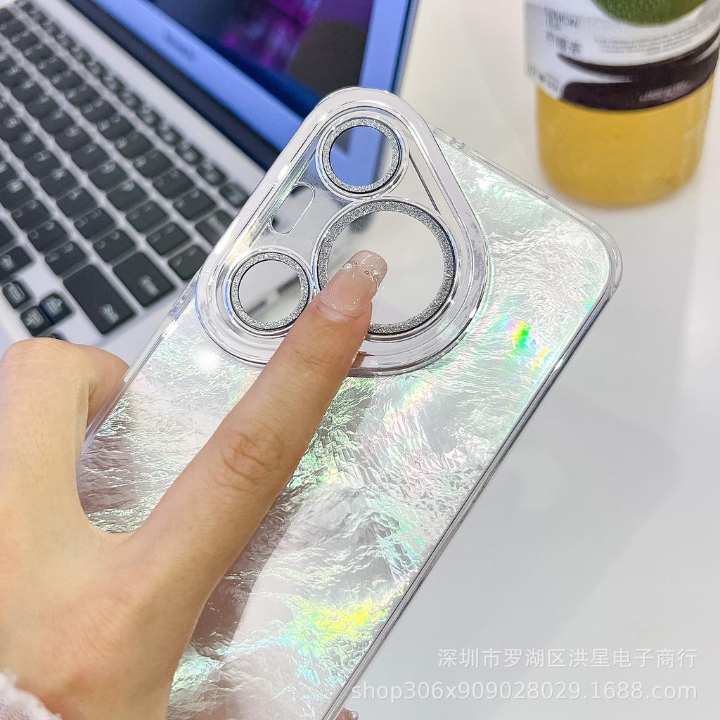 Colorful laser tinfoil pattern is suitable for Huawei P70PRO mobile phone case wrinkle smudge mate60 glitter lens film 70