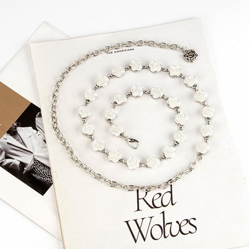 Rose Decorative Belt Women's European and American Dresses Accessories Light Luxury High-end Waist Chain Women