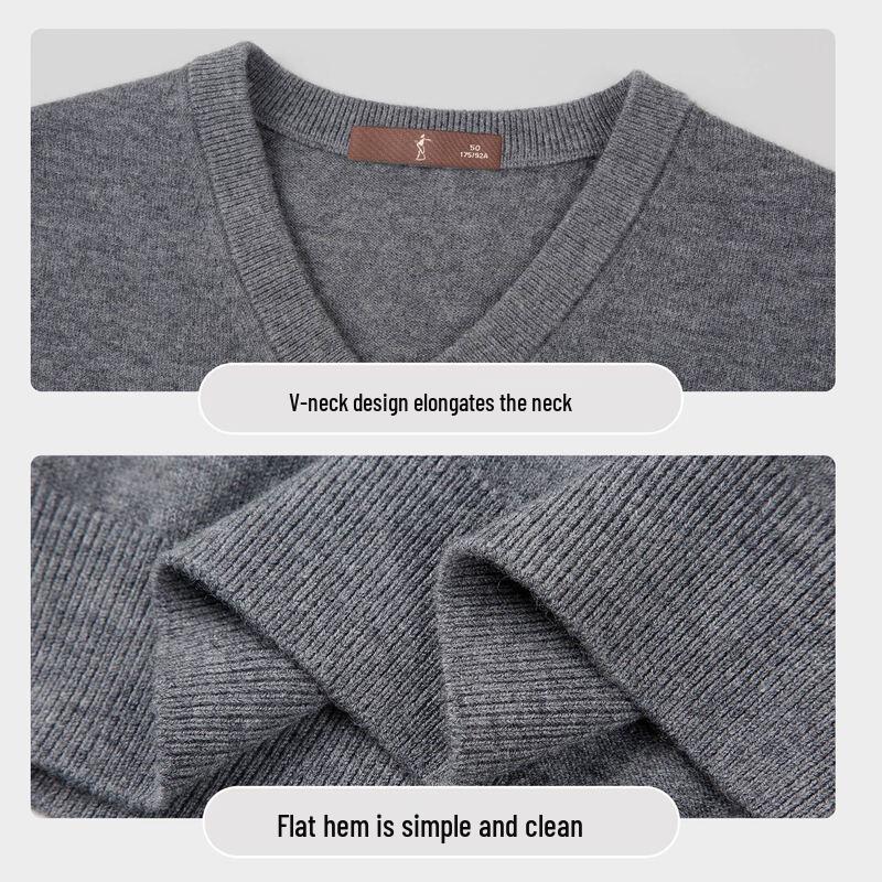 Men's Merino Wool V-Neck Pullover Vest