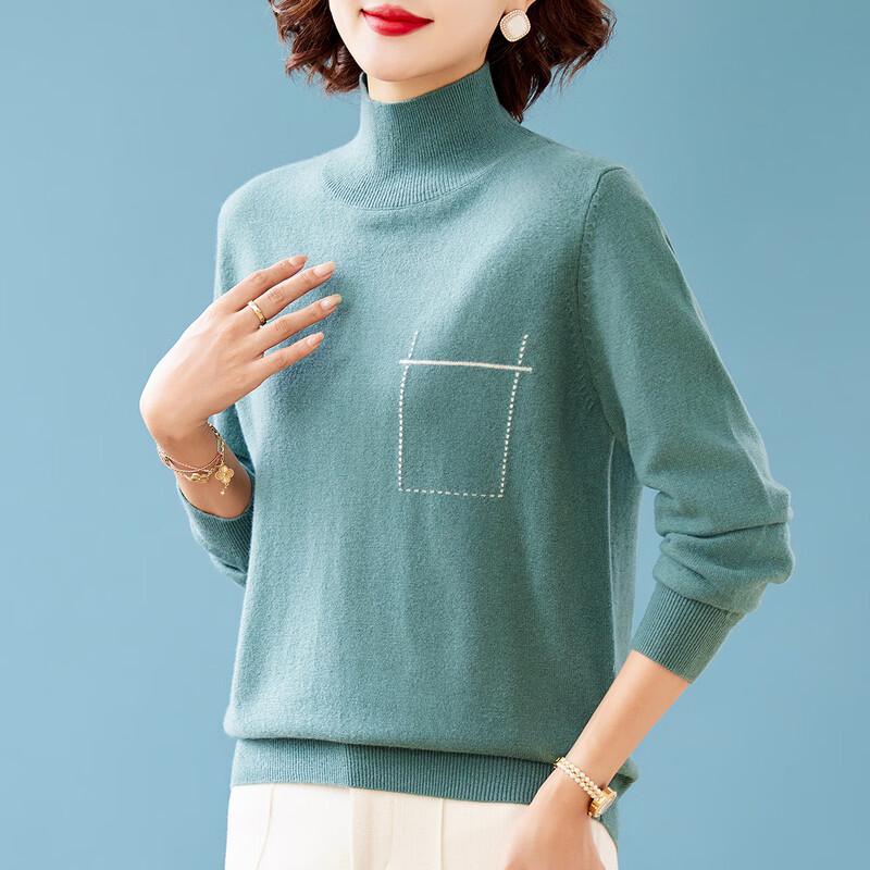 KAVON Women's 100% Merino Wool Mock Neck Sweater