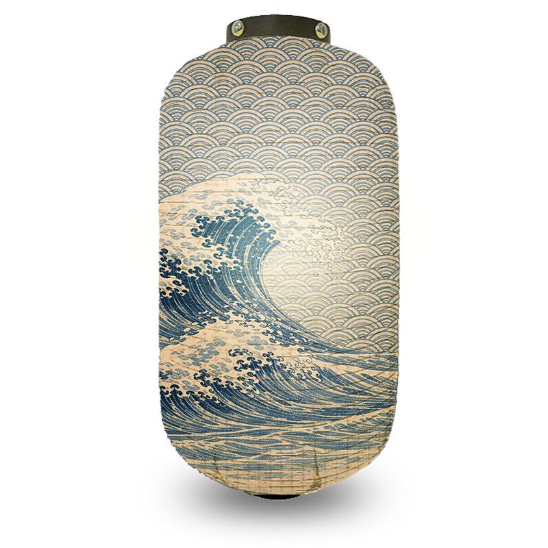 Japanese Style Ukiyo-e Traditional Sea Wave Printed Lantern Hanging Cloth Lantern Izakaya Restaurant Cuisine Wedding Party Decor
