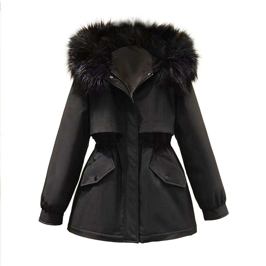 Women's Cotton Jacket, Women's Medium Length Slim Fitting Cotton Jacket, Warm Down Cotton Jacket