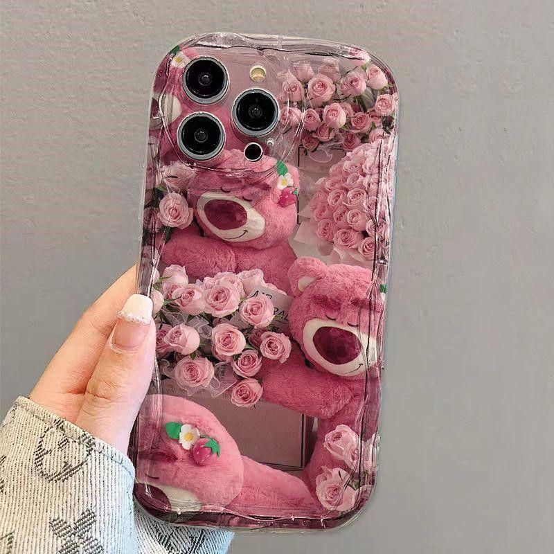 Rose Strawberry Bear Applies To Apple 16 Mobile Phone Case Iphone16 New Pro Cute 14 Cartoon Max Female 13 Cards