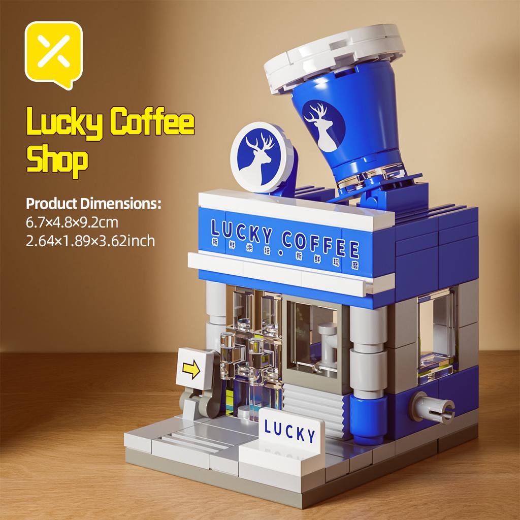 DIY Store Building Blocks Model Fast Food Restaurant Coffee Shop Puzzle Assembled Children's Educational Toys Birthday Gifts