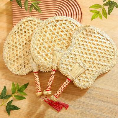 Natural Straw Pushan Environmentally Friendly Chinese Style Decorative DIY Woven Fan Cooling Fan Home Decoration Hand Fans