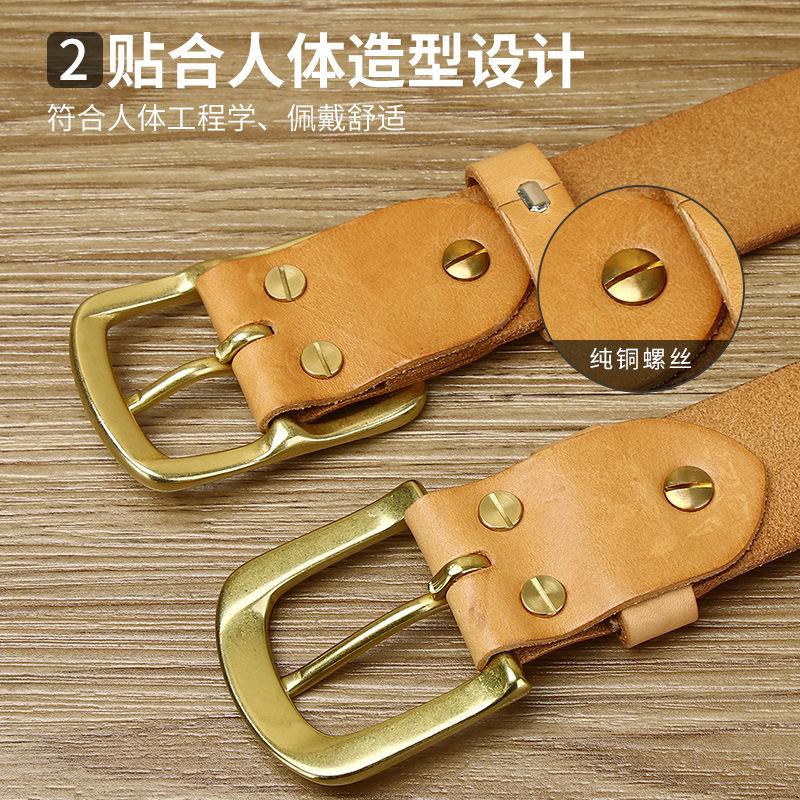 Vollnarbenleder Gürtel Herren Leder Primärfarbe Handgefertigt Glatte Dornschließe Erste Schicht Rindsleder Lazy Belt High-End Herren Gürtel