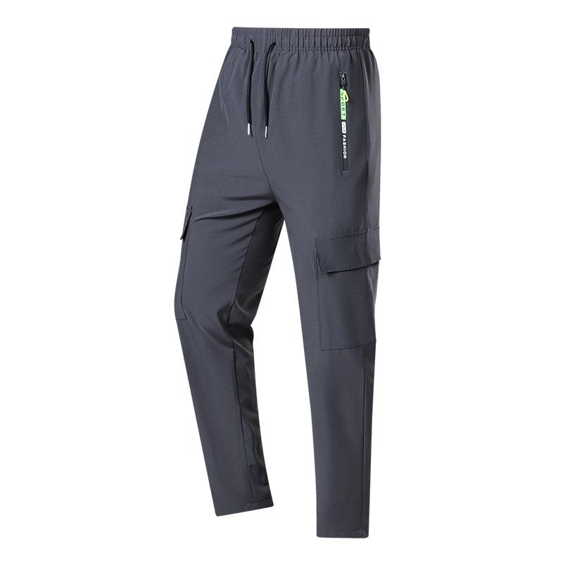 

Men s Multi-Pocket Quick-Dry Ice Silk Cargo Pants - European Size, Summer Sports, Casual Wear M сірий колір