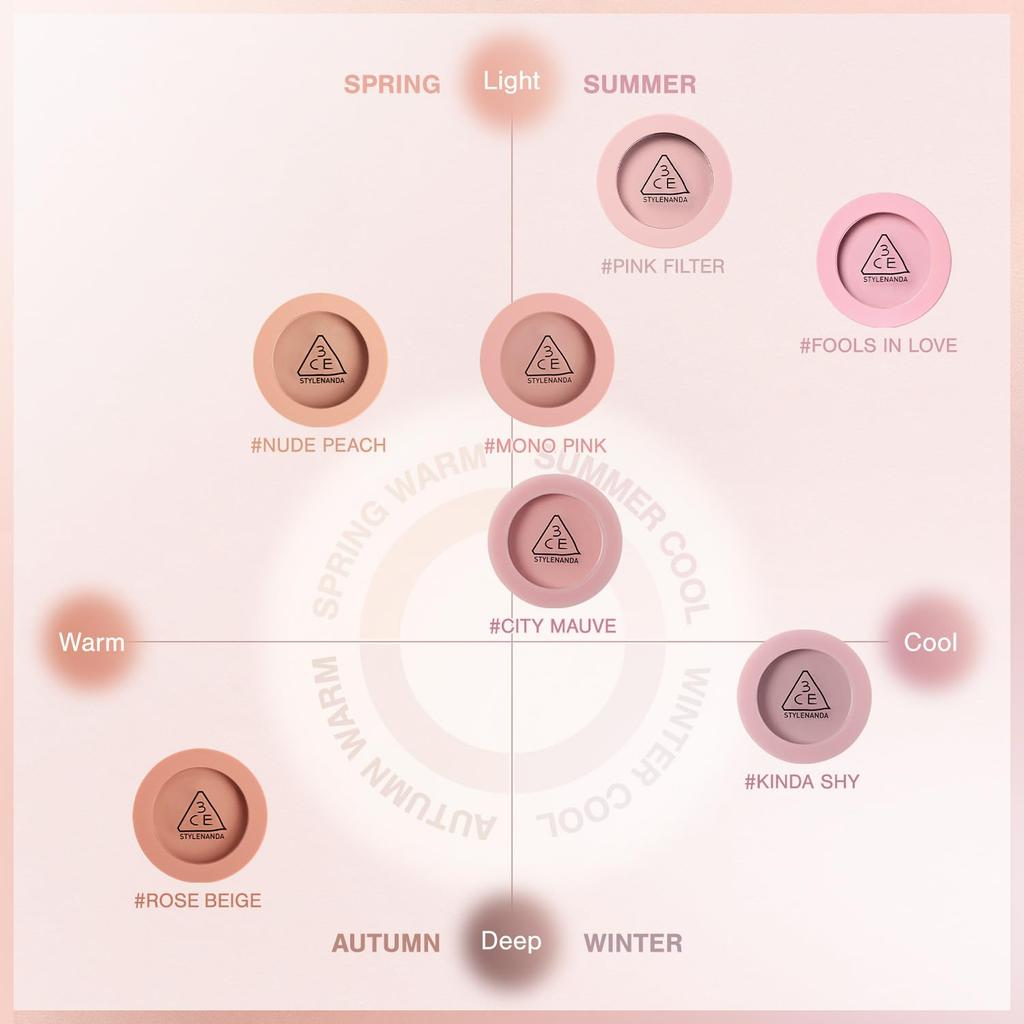 3CE Face Blush Mono Pink Cheek Powder Korean Cosmetics