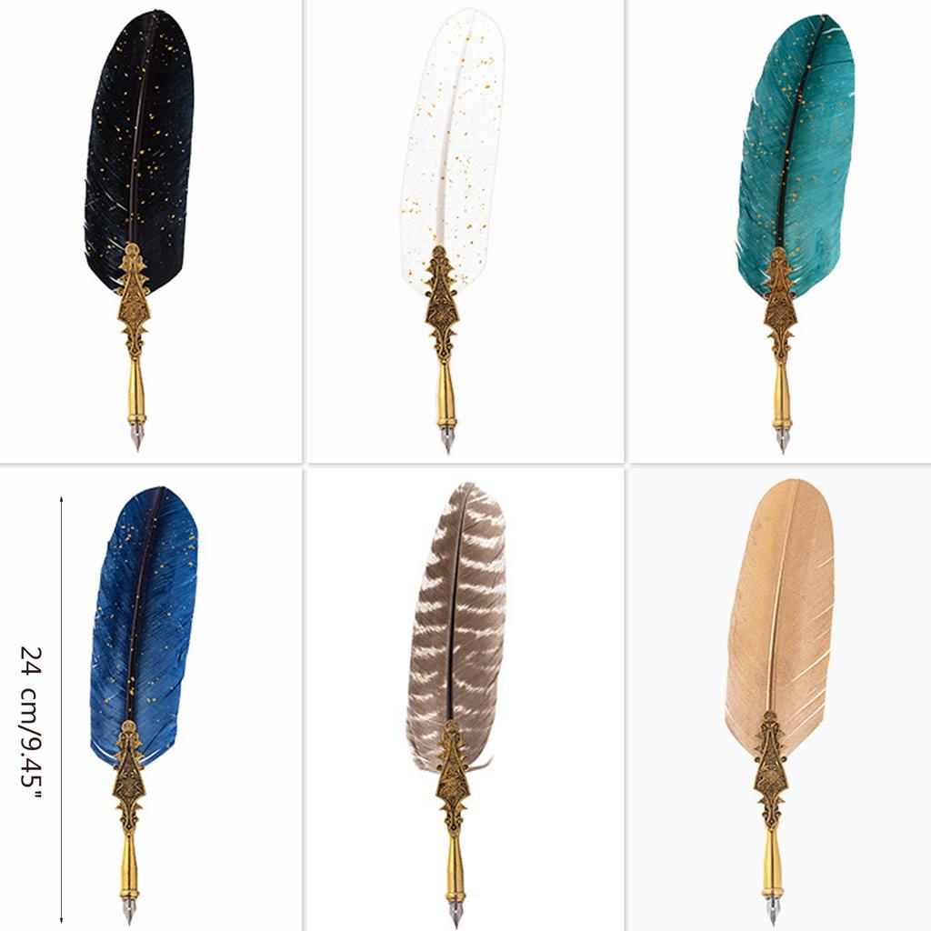 Feather Dip Pen with Pen Nib and Ink for Gothic Calligraphy Vintage Quill Pen Calligraphy Pen Beginner Calligraphy Gift