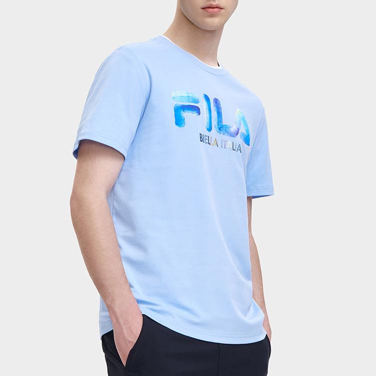Fila Logo Fashion Casual Simple Knitted Breathable Round Neck Short Sleeve T-Shirt Men Tops Bell-Blue F11M328114F-LB