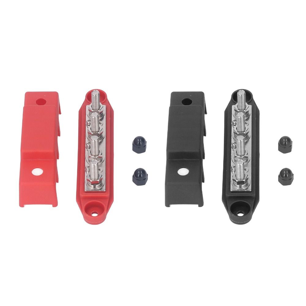 2Pcs 4 Terminal Bus Bar 48V Copper Stud Power Distribution Block  Gather Wiring Harnesses