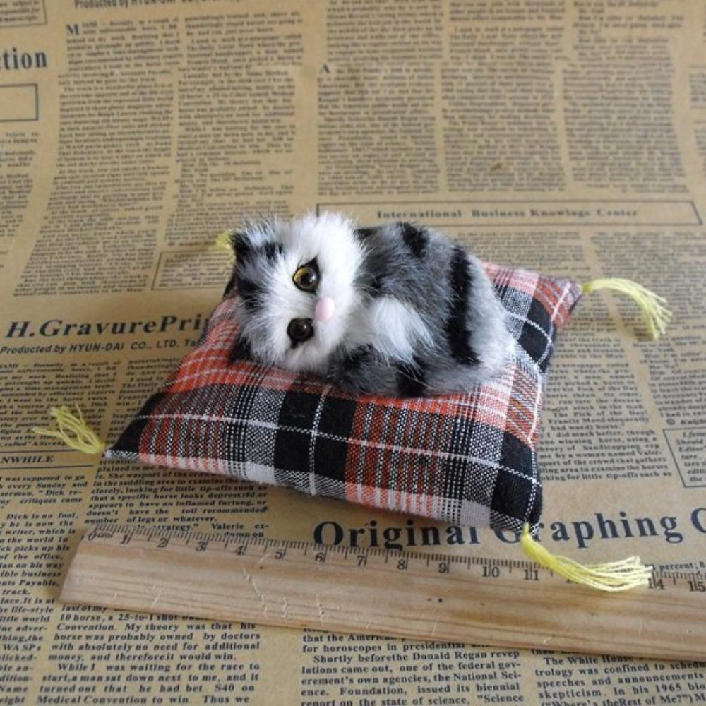 Cloth Plush Simulation Fur Cat Kawaii Kitty Cute Animal Doll Mini Sleeping Cats Toy  Home Decor