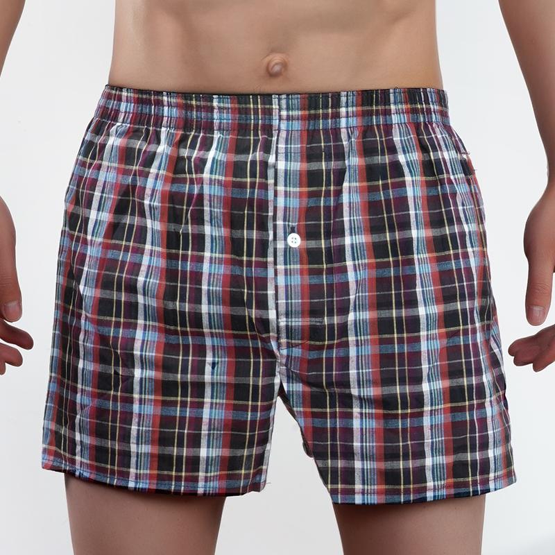 100% Bavlna Pánské Boxerky Domácí Oblečení Spodní Prádlo Kostkované Pohodlné Pánské Pruhované Šortky