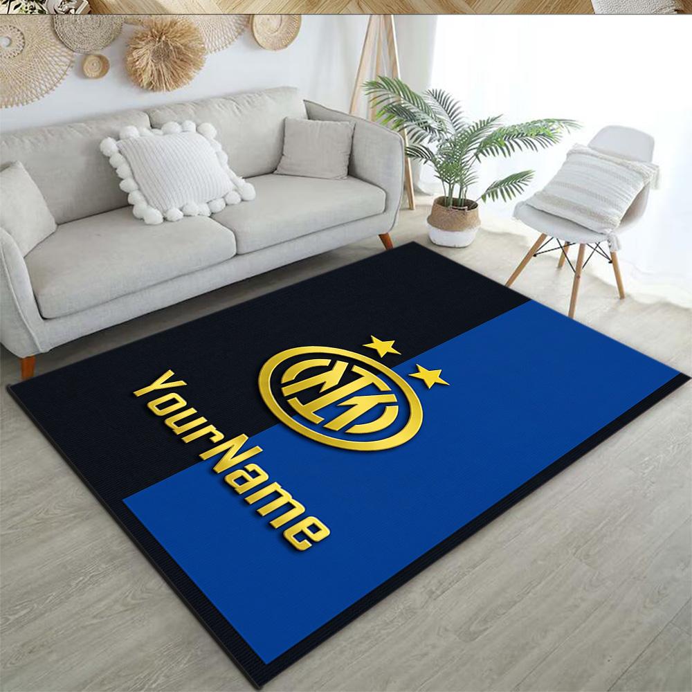 Inter Milan Personalized Text Area Rug Perfect for Dining Room Entryway Bedrooms Hallway Antislip Carpet Decorate Offices
