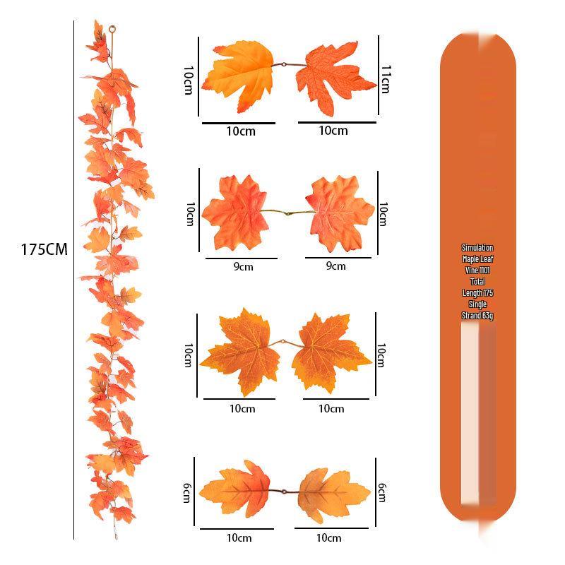 Autumn Festival Maple Leaf Vine Display: Fake Leaves for Halloween & Decorative Scenery