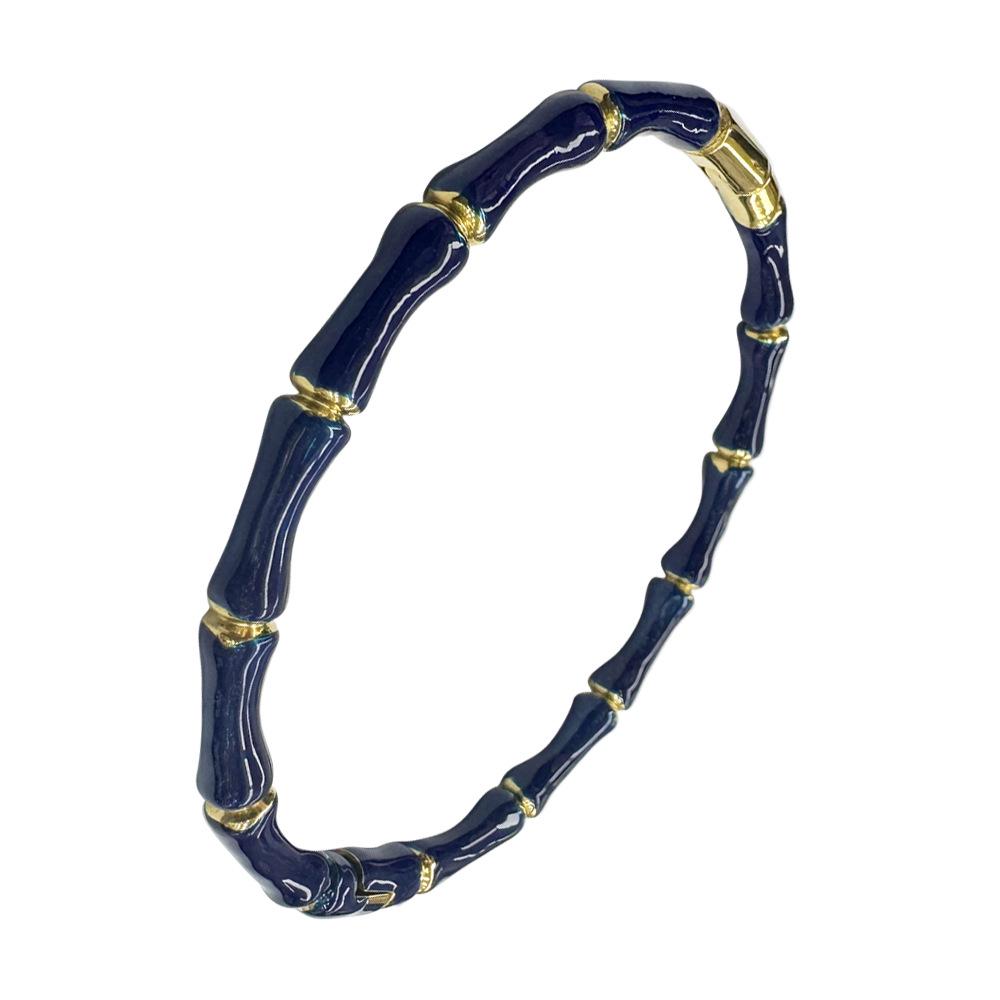 Gold Bamboo Pattern Women's Bracelet with Colored Epoxy Resin
